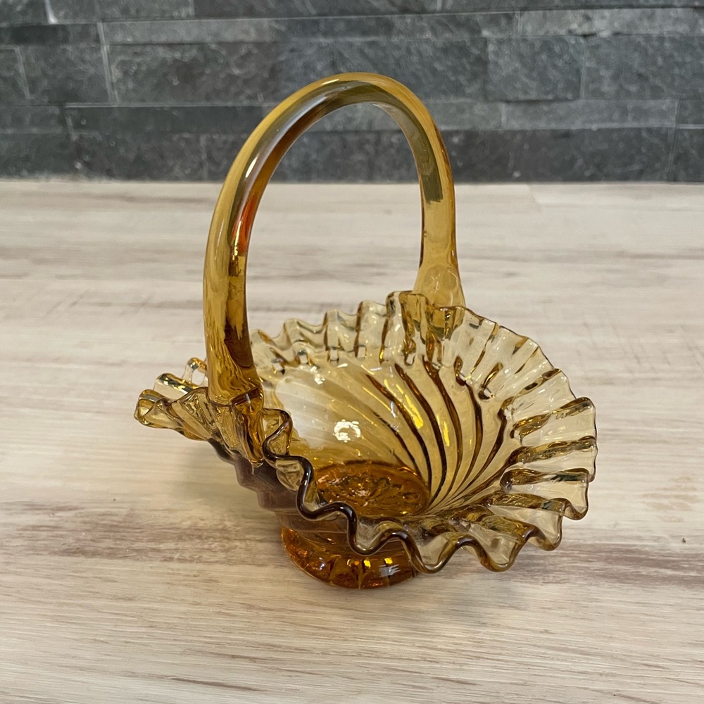 Vintage Amber Glass Brides Basket